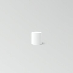 Minimalist white ceramic mug with a small shadow on a light gray background