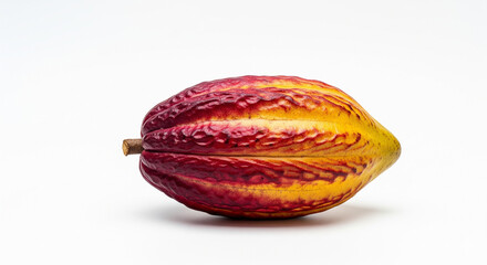 Fresh Raw Yellow and Red Cacao Pod on Isolated transparent background
