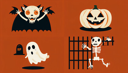 set of halloween elements