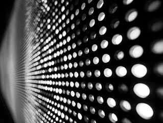 Abstract black and white perforated metal panel
