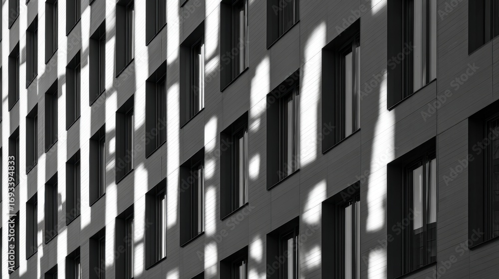 Poster abstract play of light and shadow on a modern building facade, showcasing architectural design eleme