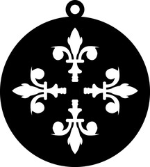 Laser Cut of Black and White Fleur-de-Lis Ornament Pendant. 11