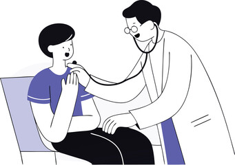 Doctor examining patient with stethoscope vector illustration scalable eps icon white background