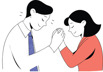 Man and woman holding hands in a bus vector illustration scalable eps icon people together white background