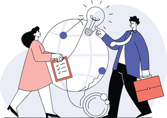 Teamwork and idea generation vector illustration for business and collaboration eps white background