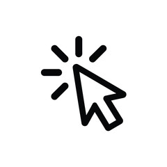 Black and white cursor icon with radiating light