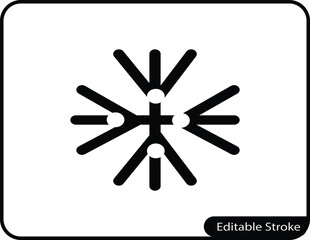 A modern, simple vector icon representing a snowflake. Ideal for weather apps, winter-themed projects, and seasonal climate-related content