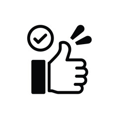 Obraz premium Thumbs up icon with check mark for approval and success