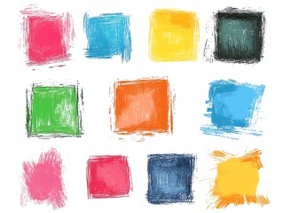 Doodle brush crayon shape frame set Hand drawn paint box