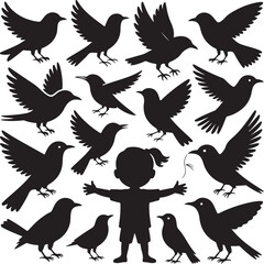 silhouette  Set of Birds icon set