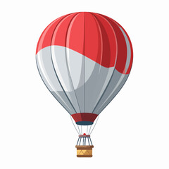 Naklejka premium Red and White Hot Air Balloon Illustration Isolated on White Background for Travel and Adventure Concepts
