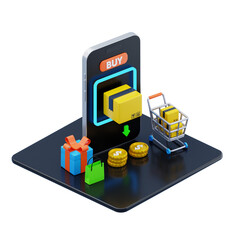 3d isometric online shopping buy concept