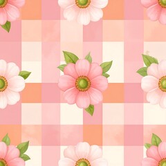 Floral gingham pattern