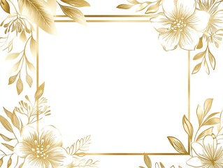 Gold floral square border Vector golden floral leaf wreath border Wedding square frame design Hand drawn rustic flourish elegant rectangle frame Vector illustration