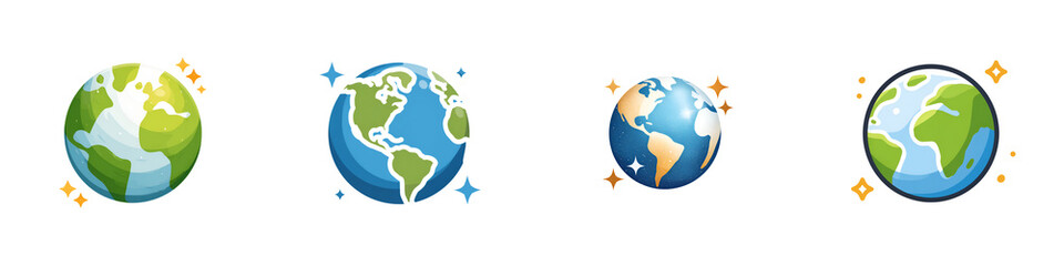 Fototapeta premium Earth Globe Collection: Diverse Renderings of Planet Earth Illustration