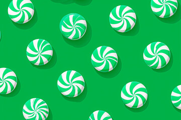 3D Illustration of Striped Mint Candy Swirl &ndash; Holiday Sweet Pattern Design