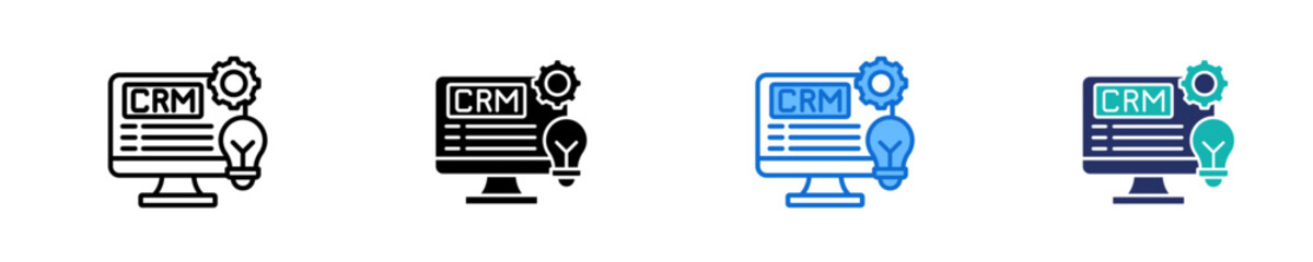 Crm System  Icon Set Multiple Style Collection