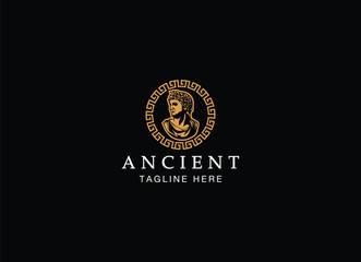 caesar head logo greek god vector illustration design. Ancient geek logo design