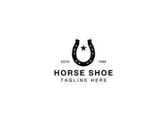 Vintage horse shoe texas style logo design. Vintage horse shoe logo design template