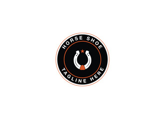 Vintage horse shoe texas style logo design. Vintage horse shoe logo design template