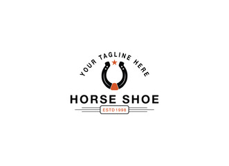 Vintage horse shoe texas style logo design. Vintage horse shoe logo design template