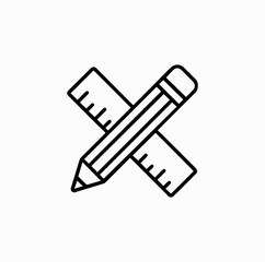 Pencil and Ruler Crossed Line Icon &ndash; Minimal Vector for Education and Creativity