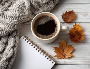 Cozy Coffee and Autumn Leaves Still Life