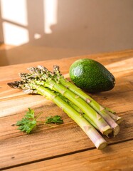Fresh asparagus and avocado