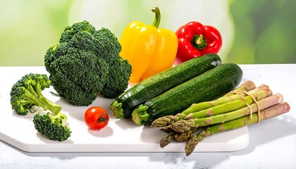 Fresh assorted vegetables on a cutting board