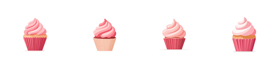 Cute Pink Cupcake Collection:  Illustration
