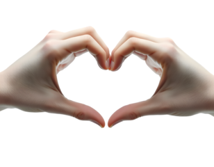 Hands forming a heart shape,  love, care, and affection.