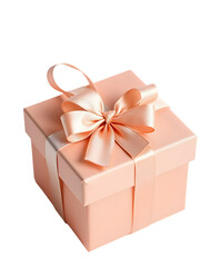 Obraz premium Peach Gift Box with Bow, Present Package, Surprise