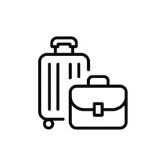 Simple line art icon of luggage and briefcase for travel