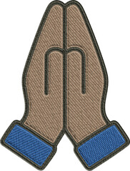 Dark Skin Embroidery Hands Praying Illustration Colored