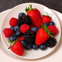 Fresh berries assortment on a plate