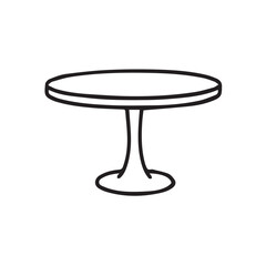 Vector representation of a simple table, shown in black and white with clear black outline, providing modern minimal look for digital illustrations.