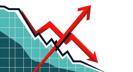 Financial Market Dynamics Represented By A Dramatic Chart Showing Growth And Decline With Red Arrows Signifying Market Trends And Shifts