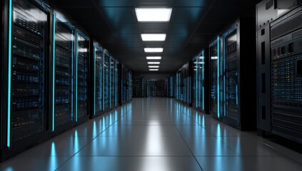 Server room interior, futuristic tech