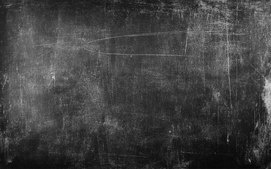 Dust scratches black background distressed layer photo. Chalk rubbed out on blackboard background