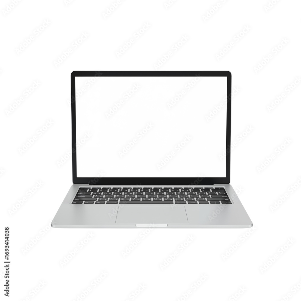 Aufkleber modern silver laptop computer open with screen displayed isolated on black for design projects trans