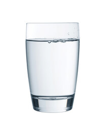 glass of water on white background