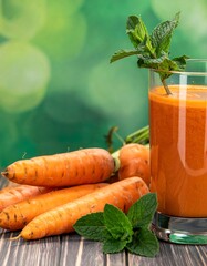 Fresh carrot juice with mint
