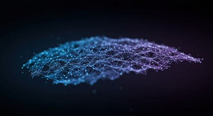 Abstract Network Connecting Dots with Blue Purple Gradient on Transparent Background