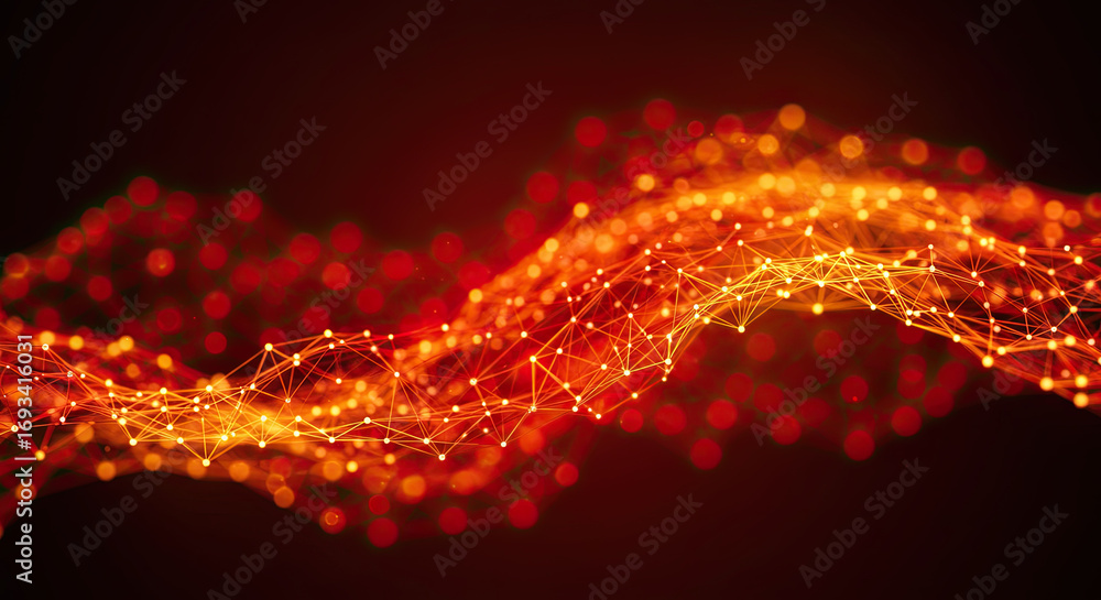 Aufkleber abstract network connecting orange points on transparent background