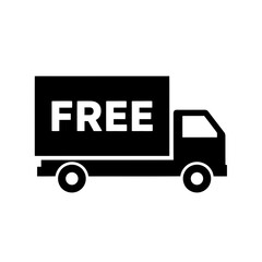 Vector art of black and white illustration of a delivery truck with the word free prominently displayed on its side, isolated on a