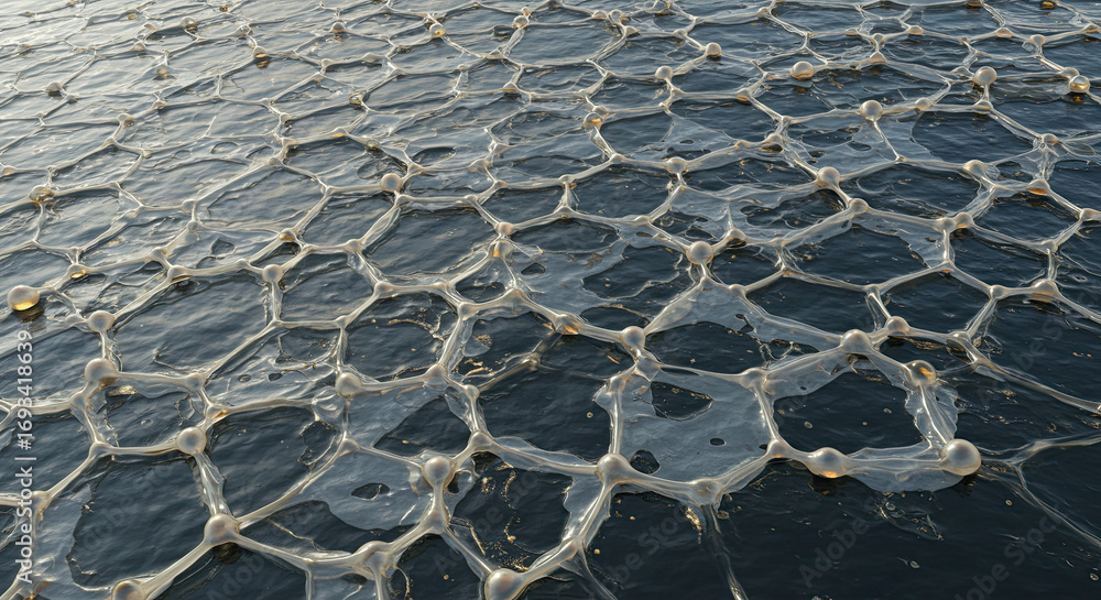 Aufkleber abstract network structure with transparent elements on dark surface
