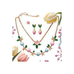 floral necklace and earring set