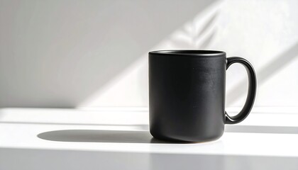 Black Mug in Sunlight on Table