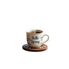cup of coffee , hello spring mug , mug , spring mug , tea mug