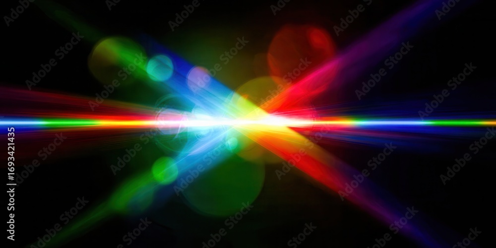 Poster colorful spectrum of light in dark background creating vibrant and dynamic visual effects for creati